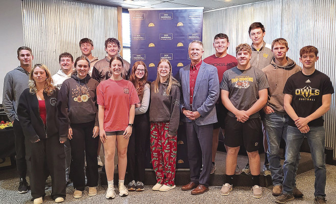 Garden Plain High School senior government students spent 30 minutes visiting with U.S. Sen. Roger Marshall during his visit last week. Contributed photo