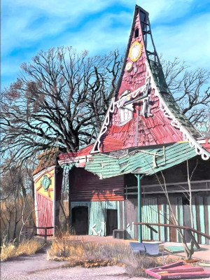 This image of the old Wacky Shack at Joyland Amusement Park in Wichita was painted by Bill Goffrier. He will be among the many talented artists and creators showing and selling their wares at this Friday’s Clearwater Art Walk, running 6-9 p.m. downtown. Contributed photo