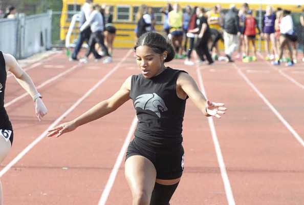 Jada Vaden of Campus competes in the 100-meter preliminaries during last Friday’s track meet at Colt Stadium in Haysville.